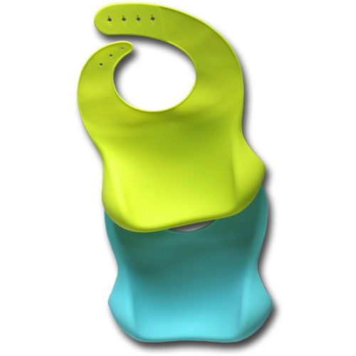  [아마존베스트]Happy Healthy Parent Silicone Baby Bibs Easily Wipe Clean - Comfortable Soft Waterproof Bib Keeps Stains Off, Set of 2 Colors (Lime Green/Turquoise)