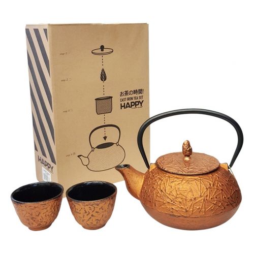  Happy Sales HSCT-PNC17 , Cast Iron Tea Pot Tea Set Pine Copper