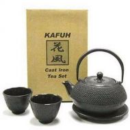 Happy Sales HSCT-ABK01, Cast Iron Tea Pot Tea Set Black ARR w/Trivet