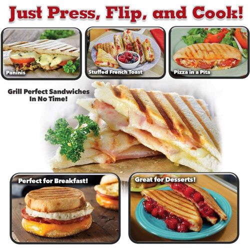  [아마존베스트]Happy Sales HSGS-HPNI, Grilled Sandwich Panini Maker Hot Sandwich Maker Pan Nonstick Aluminum Flip Pan