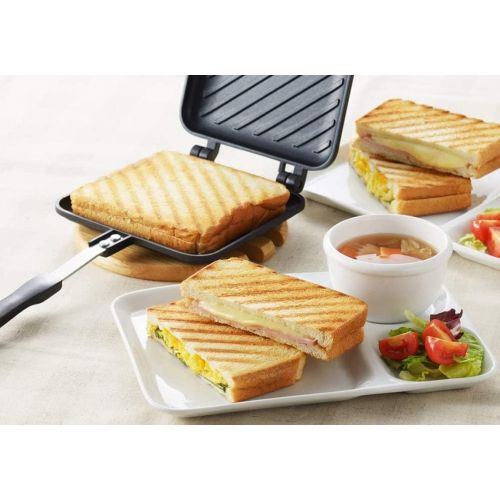  [아마존베스트]Happy Sales HSGS-HPNI, Grilled Sandwich Panini Maker Hot Sandwich Maker Pan Nonstick Aluminum Flip Pan