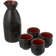 [아마존베스트]Happy Sales 5 piece Ceramic Sake set - Red & Black