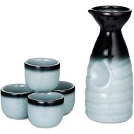 [아마존베스트]Happy Sales HSSS-BLU03, 5 piece Ceramic Sake set - Grey Blue