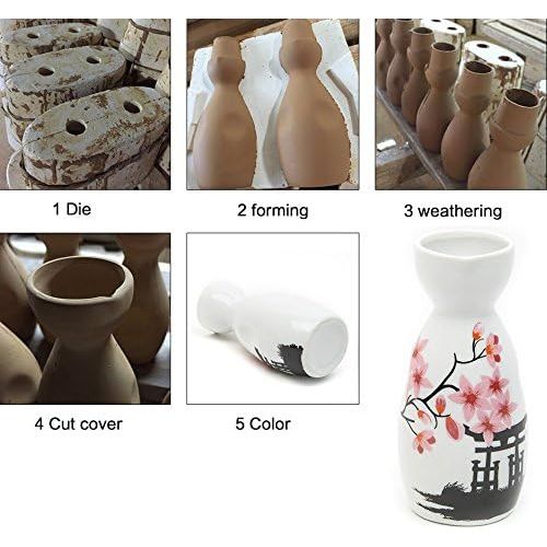  [아마존베스트]Happy Sales Japanese Sake Set White and Pink Blossom