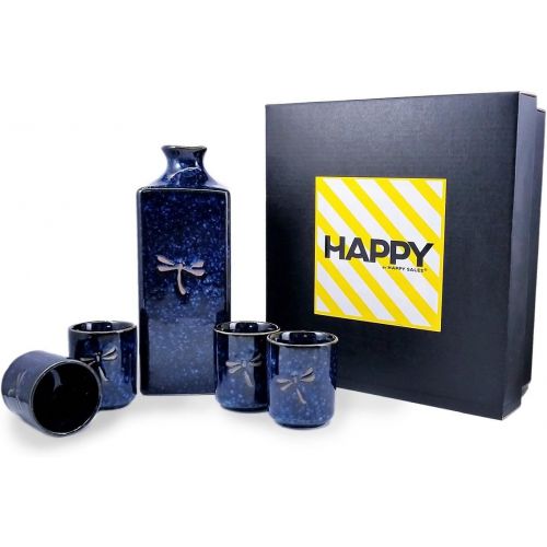  [아마존베스트]Happy Sales HSSS-DFS08, 5 pc Japanese sake set Blue Dragonfly