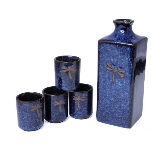  [아마존베스트]Happy Sales HSSS-DFS08, 5 pc Japanese sake set Blue Dragonfly