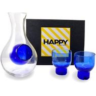 [아마존베스트]Happy Sales HSSS-GLB12, Blue Glass Sake Set for Cold Sake