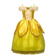Happy childhood Girls Belle Princess Dress for Carnival Party Fancy Kids Beauty and The Beast Costumes Children Yellow Festival Ball Gown