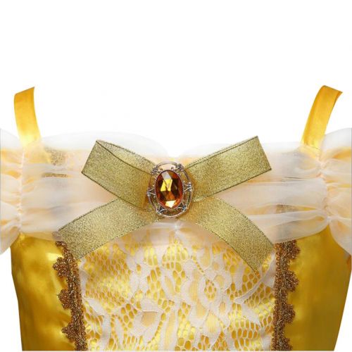  Happy childhood Girls Belle Princess Dress for Carnival Party Fancy Kids Beauty and The Beast Costumes Children Yellow Festival Ball Gown