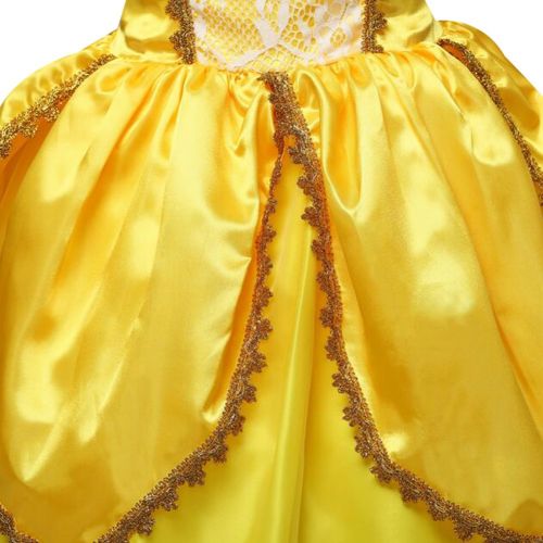  Happy childhood Girls Belle Princess Dress for Carnival Party Fancy Kids Beauty and The Beast Costumes Children Yellow Festival Ball Gown