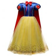 Happy childhood Girls Princess Snow White Costume Fancy Dresses Up with Long Cape for Christmas Party