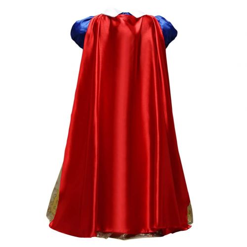  Happy childhood Girls Princess Snow White Costume Fancy Dresses Up with Long Cape for Christmas Party