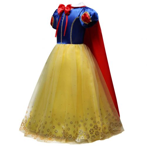  Happy childhood Girls Princess Snow White Costume Fancy Dresses Up with Long Cape for Christmas Party