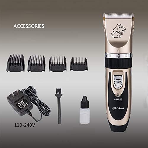  Happy-L Pet Supplies, Ceramics Titanium Professional Pet Electric Scissors Pets Hair Clippers with Four Combs 110-240V