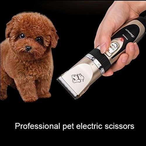  Happy-L Pet Supplies, Ceramics Titanium Professional Pet Electric Scissors Pets Hair Clippers with Four Combs 110-240V