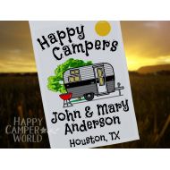HappyCamperWorld Happy Campers Personalized Campsite Flag, Travel Trailer Camping Sign, Camping Decor, RV Gift, RV Camp Sign, Customized Just for You