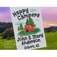 /HappyCamperWorld Happy Campers Tent Camping Personalized Campsite Flag, Camping Sign, Campsite Sign, Campground Flag, Tent Decor, Camping Gift