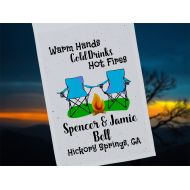 HappyCamperWorld Warm Hands, Cold Drinks, Hot Fires, Personalized Campsite Sign, Camping Flag, Customized Your Way, Stand NOT Included
