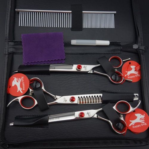  HappyDog 8.0 inches Professional pet Grooming Scissors,pet Straight Scissors&chunkers&Curved Scissors Set,pet Scissors Set,Dog Scissors,with Bearing Bolt,440C