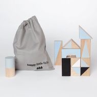 Etsy 24 wooden blocks in Winter colours packed in cotton bag - Toddler gift - Scandinavian nursery - Gift for kids - Building blocks