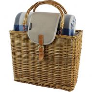 HappyPicnic Willow Picnic Cooler Basket with Picnic Blanket and Insulated Cooler,Foldable Handle Wicker Hamper with Real Leather and Aluminum Insulate Bag (Honey)