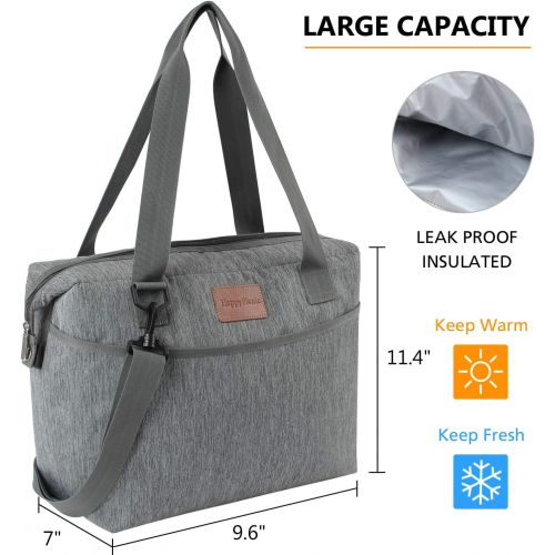  HappyPicnic 22L Large Soft Sided Cooler Tote, 30CAN Insulated Cooler Bag with Zipper Closure, Food Delivery Bag, Travel Cooler, Lunch Bags, Picnic Cooler for Outdoor Camping, Beach Day, Shoppi