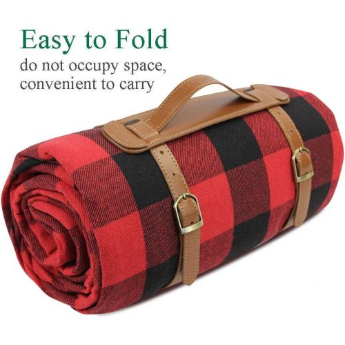  HappyPicnic 87 X 67 Inch Oversized Picnic Blanket, Waterproof Beach Mat, Extra Large Outdoor Rug for Camping Red Checkered