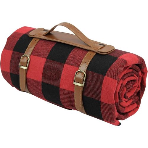  HappyPicnic 87 X 67 Inch Oversized Picnic Blanket, Waterproof Beach Mat, Extra Large Outdoor Rug for Camping Red Checkered