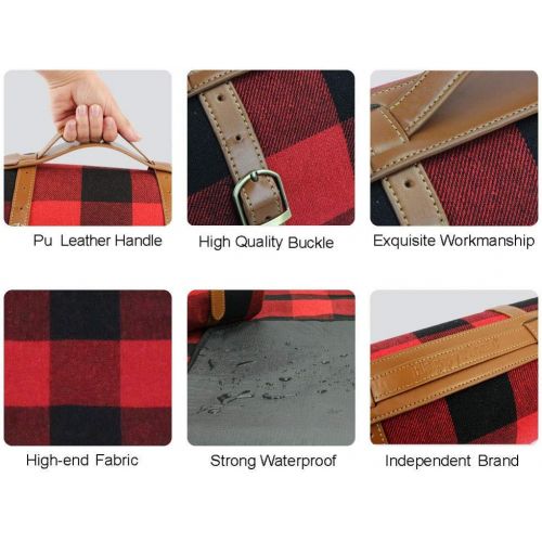  HappyPicnic 87 X 67 Inch Oversized Picnic Blanket, Waterproof Beach Mat, Extra Large Outdoor Rug for Camping Red Checkered