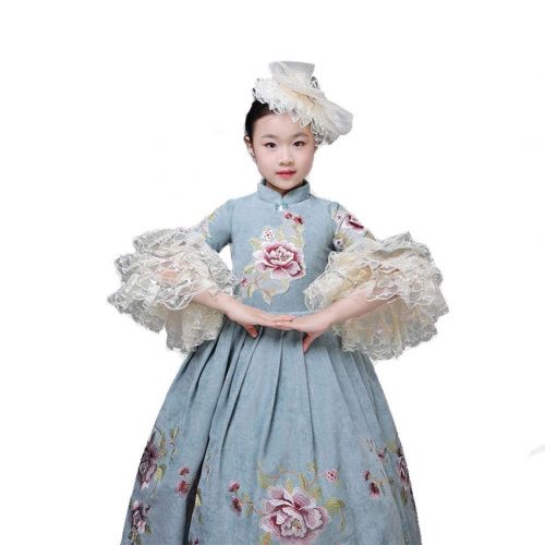  HappyStory Girls Embroidery Celadon Costume Chinese Style Princess Dress