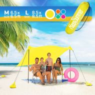 HappySummer Sunshade Beach Tent  Sun Shelter Pop-Up & Wind Protection  Portable, UPF50+ UV Protection Lycra Canopy with Anchors, Stakes, Poles, Carry Case for Camping & Outdoor Family Activi