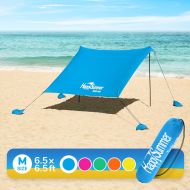 HappySummer Sunshade Beach Tent  Sun Shelter Pop-Up & Wind Protection  Portable, UPF50+ UV Protection Lycra Canopy with Anchors, Stakes, Poles, Carry Case for Camping & Outdoor Family Activi