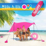 HappySummer Sunshade Beach Tent  Sun Shelter Pop-Up & Wind Protection  Portable, UPF50+ UV Protection Lycra Canopy with Anchors, Stakes, Poles, Carry Case for Camping & Outdoor Family Activi