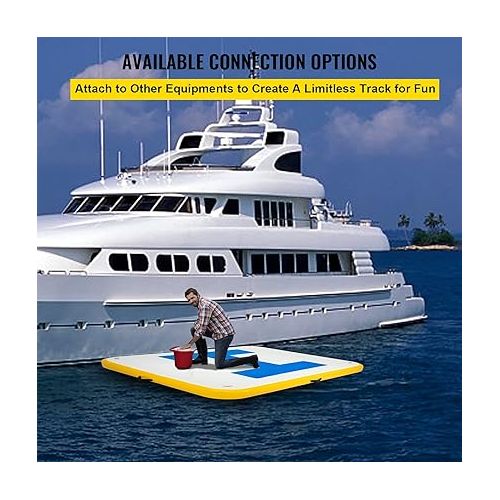  Happybuy Inflatable Floating Dock, Inflatable Dock Platform with Electric Air Pump & Storage Bag,Stable Platform Raft for Pool Beach Lake, Up to 3-10 People Rafting and Recreation