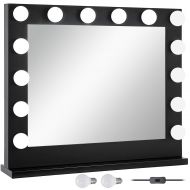 Happybuy Led Vanity Makeup Mirror 31.5 X 25.6 Inch Lighted Makeup With 14Pcs Dimmable LED Bulbs Hollywood Style Makeup Mirror for Table Countertop Cosmetic Black