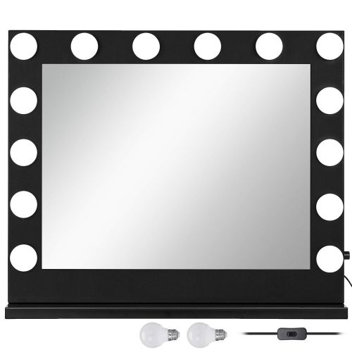  Happybuy Led Vanity Makeup Mirror 31.5 X 25.6 Inch Lighted Makeup With 14Pcs Dimmable LED Bulbs Hollywood Style Makeup Mirror for Table Countertop Cosmetic Black