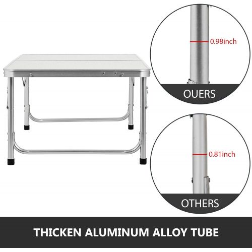  Happybuy Aluminum Folding Picnic Table with 2 Benches 4 Person Adjustable Height Portable Camping Table and Chairs Set for Office Garden Outdoor