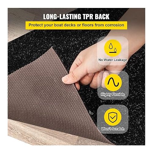  Happybuy Boat Carpet, 6 ft x 13.1 ft Marine Carpet for Boats, Waterproof Black Indoor Outdoor Carpet with Marine Backing Anti-Slide Marine Grade Boat Carpet Cuttable Easy to Clean Patio Rugs Deck Rug