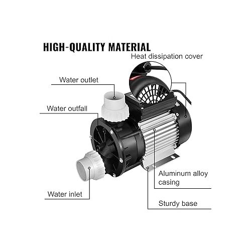  Happybuy Swimming Pool Pump 3/4 HP 110V Hot Tub Pump 0.75 Kw Water Circulation Pool Pump Spa Pump Above Ground Pool and Whirlpool Bath