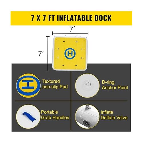  Happybuy Inflatable Dock Platform, 2- to 8-Person Inflatable Floating Dock, Floating Platform with Electric Air Pump & Hand Pump for Pool Beach Ocean Lake Float for Adults