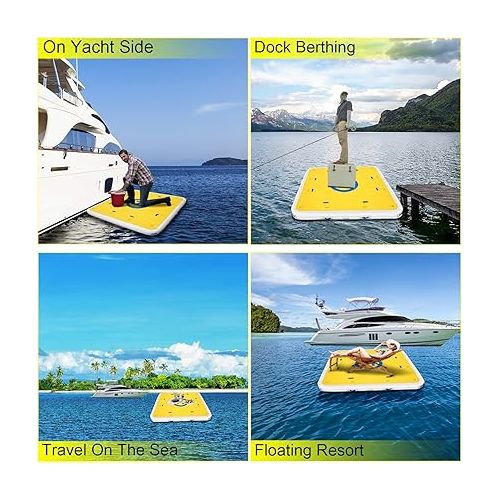  Happybuy Inflatable Dock Platform, 2- to 8-Person Inflatable Floating Dock, Floating Platform with Electric Air Pump & Hand Pump for Pool Beach Ocean Lake Float for Adults