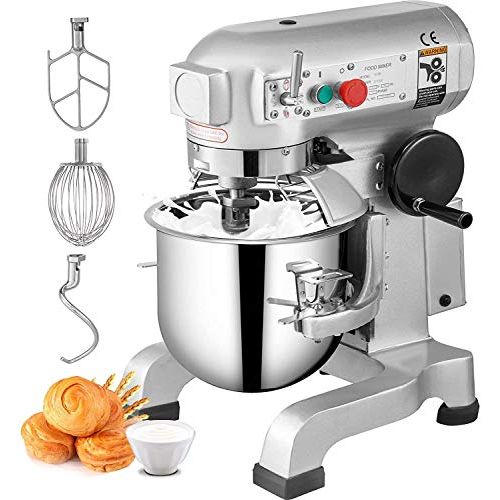  Happybuy Commercial Food Mixer 20Qt 750W 3 Speeds Adjustable 105 180 and 408 RPM Food Processor Heavy Duty with Stainless Steel Bowl Dough Hooks Whisk Beater for Schools Bakeries R