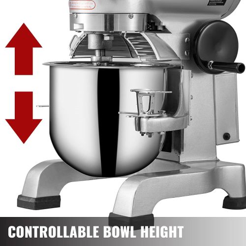  Happybuy Commercial Food Mixer 20Qt 750W 3 Speeds Adjustable 105 180 and 408 RPM Food Processor Heavy Duty with Stainless Steel Bowl Dough Hooks Whisk Beater for Schools Bakeries R