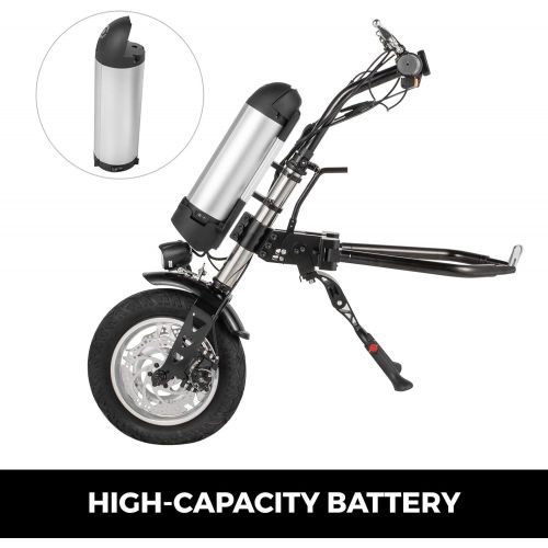  Happybuy Electric Handcycle Wheelchair Attachment 36V 350W Handcycle Wheelchair 36V 10.4AH Li-Ion Battery Wheelchair Aluminum Alloy Electric Handcycle for Connecting Wheelchairs