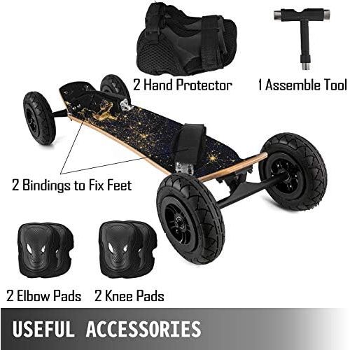  Happybuy Mountainboard 39 inches Cross Country Skateboard All Terrain Skateboard Longboard with Bindings for Cruising and Downhill