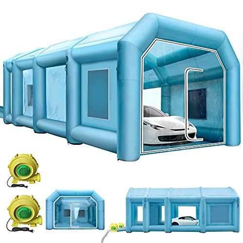  Happybuy Inflatable Paint Booth 26x15x10ft with 2 Blowers Inflatable Spray Booth with Filter System Portable Car Paint Booth for Car Parking Tent Workstation
