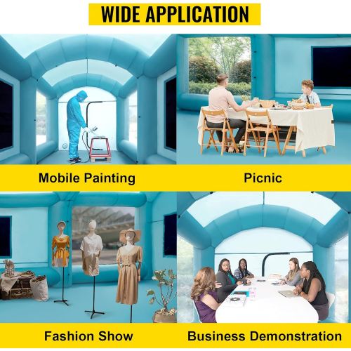  Happybuy Inflatable Paint Booth 26x15x10ft with 2 Blowers Inflatable Spray Booth with Filter System Portable Car Paint Booth for Car Parking Tent Workstation