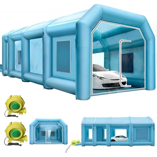  Happybuy Inflatable Paint Booth 26x15x10ft with 2 Blowers Inflatable Spray Booth with Filter System Portable Car Paint Booth for Car Parking Tent Workstation