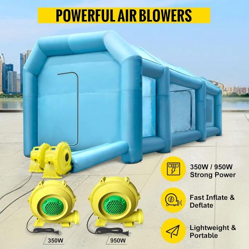  Happybuy Inflatable Paint Booth 26x15x10ft with 2 Blowers Inflatable Spray Booth with Filter System Portable Car Paint Booth for Car Parking Tent Workstation