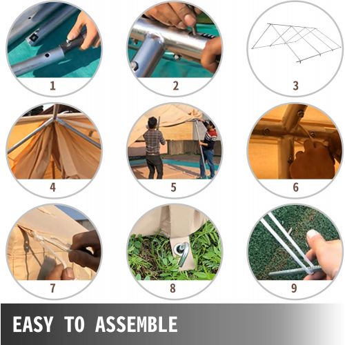 Happybuy Canvas Wall Tent 10x12ft, Wall Tent with PVC Storm Flap, Large Canvas Wall Tent Waterproof, Camping Canvas Tents with Stove Hole for 6-8 People Outdoor Camping Hiking Part